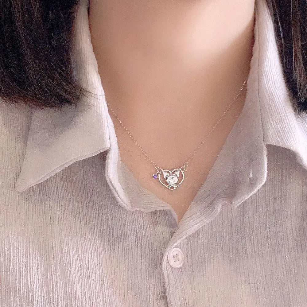 Cartoon Anime Necklace Set Cute Animal Clavicle Chain Pendant Earrings Jewelry Set Jewelry Accessories Girl Gift