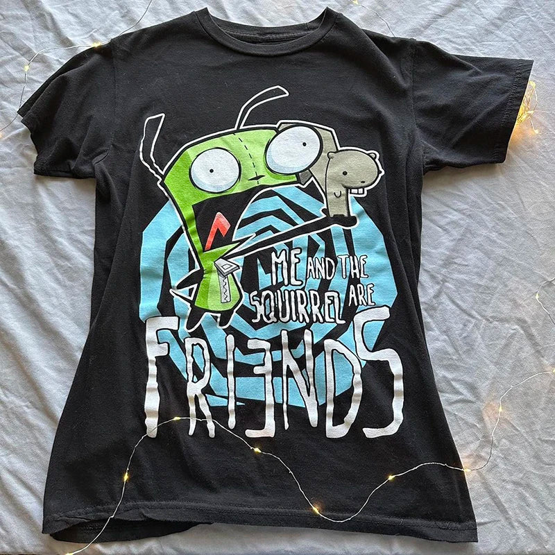 Summer Emo girls Y2k style clothes Harajuku print grunge Short Tops women's 90s T-shirts Fashion Goth Baby Tees Crop Tops 2000s