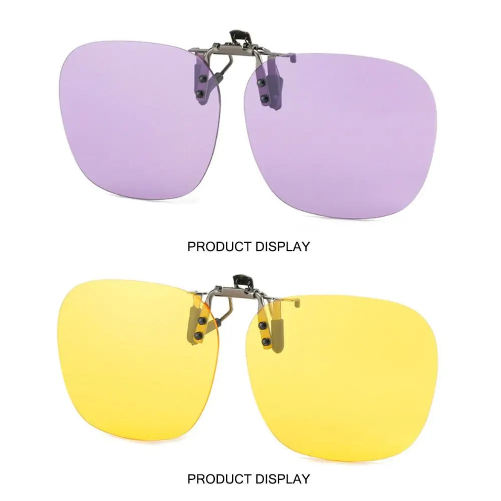 Polarized Clip On Sunglasses Men Car Driver Goggles Women Square Flip Up Sun Glasses for Prescription Rimless Polygonal Shades