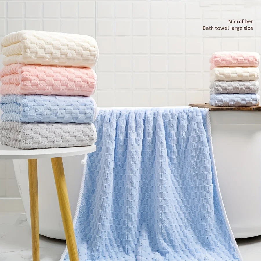70x140cm Bath Towels Coral Fleece Ultra Absorbent Waffle Weave Soft Absorption Quick Dry Polyester Spa Gym Towels Unscented