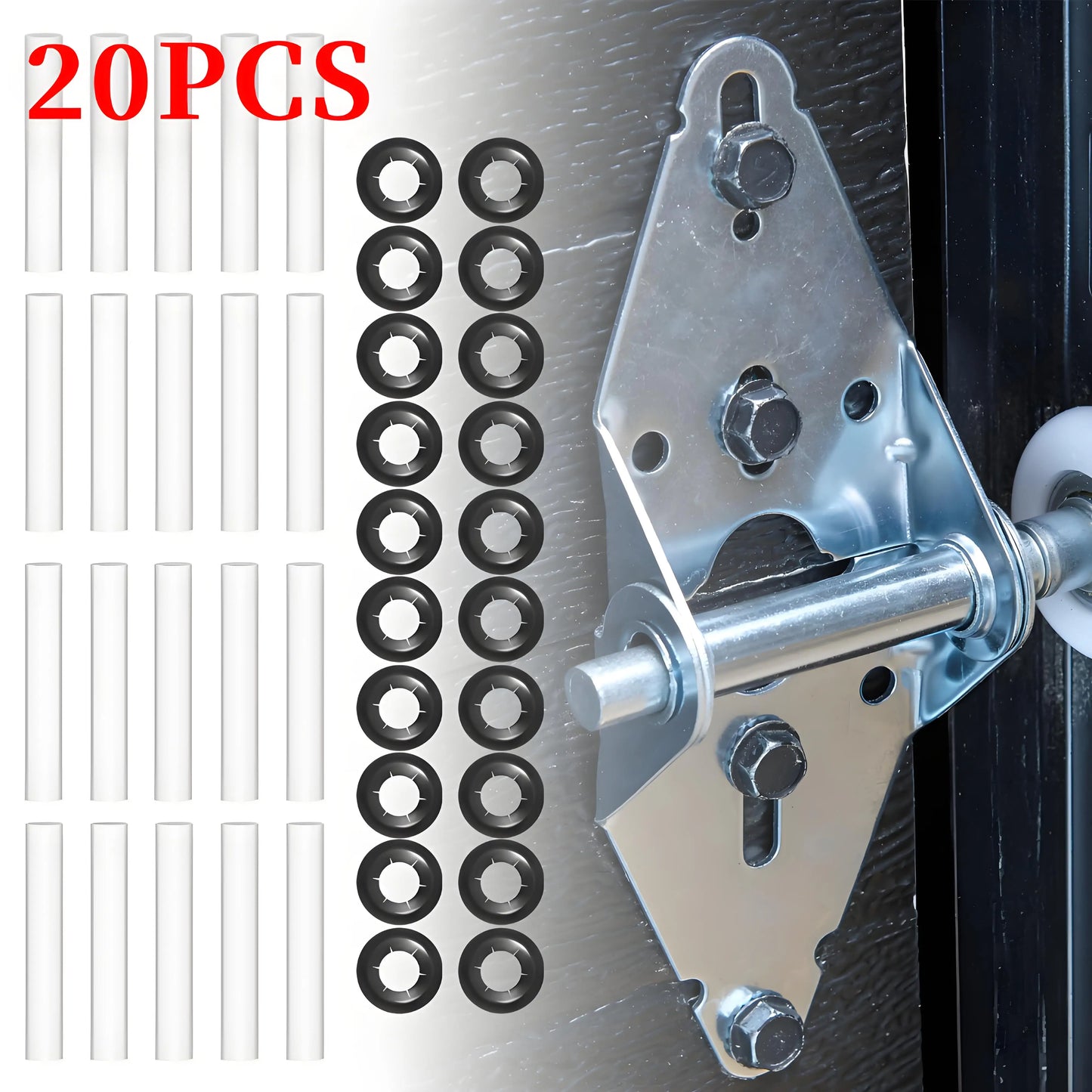 20Pcs Garage Door Hinge Quiet Roller Sleeves ABS Barn Door Hinge Rollers Noise Reducing Carpark Doors Wheels Easy to Use Depot