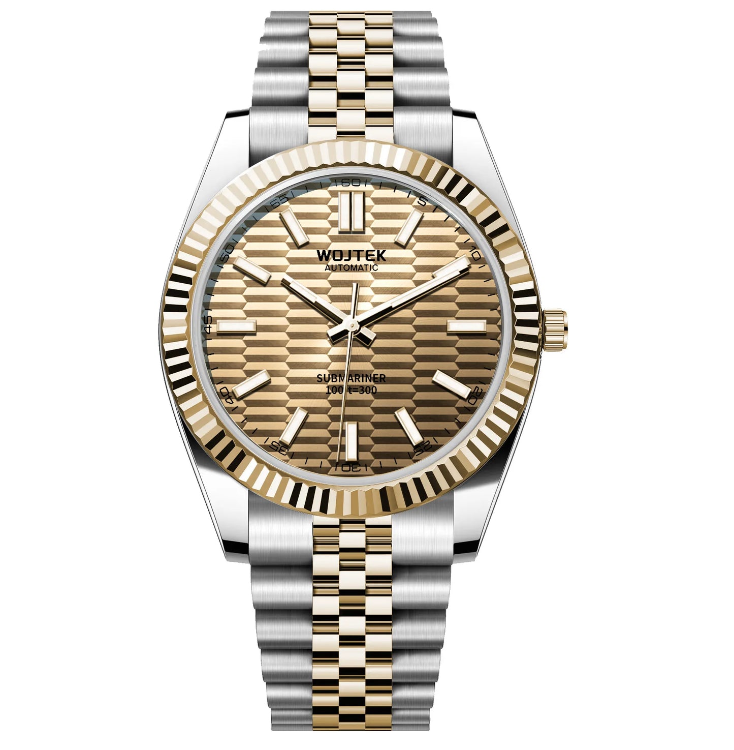 Automatic Mechanical Watch Log-Style with 40mm Diameter 14mm Thickness Steel Case and Strap Luminous Function 3ATM