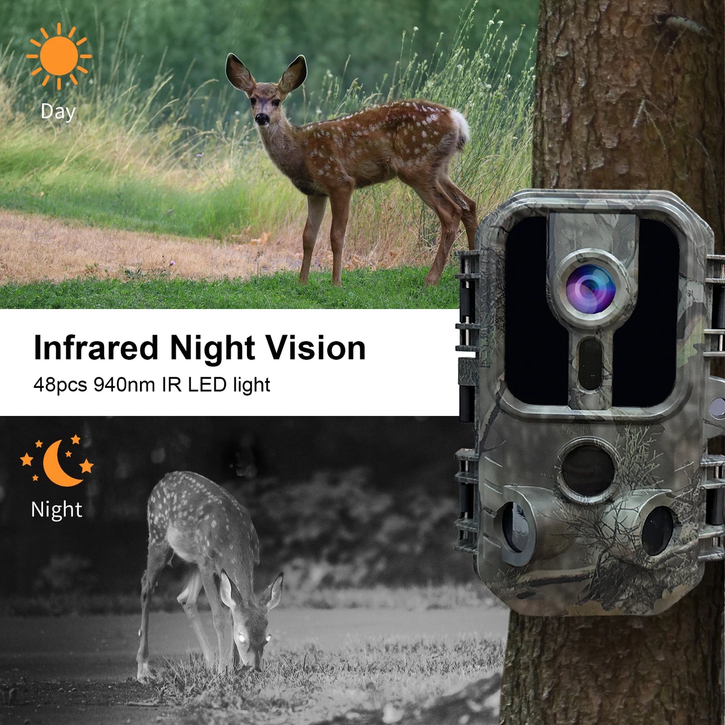 Hunting Camera 16MP 1080P Night Vision Wildlife Camera For Outdoor Camping Security Night Vision Monitoring Hunting Trail Camera