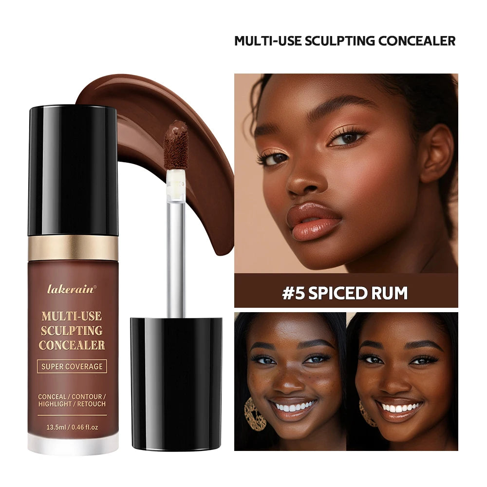 Lakerain Multi-purpose Concealer For Face Covers Freckles Even Skin Tone Moisturizing Long-lasting Sculpting Liquid Concealer