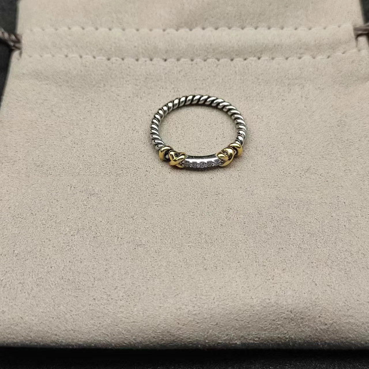 S925 Sterling Silver New Style Gold Wire Edging Ring Neutral Temperament Fashion Personality Trend Simple Retro Luxury Jewelry