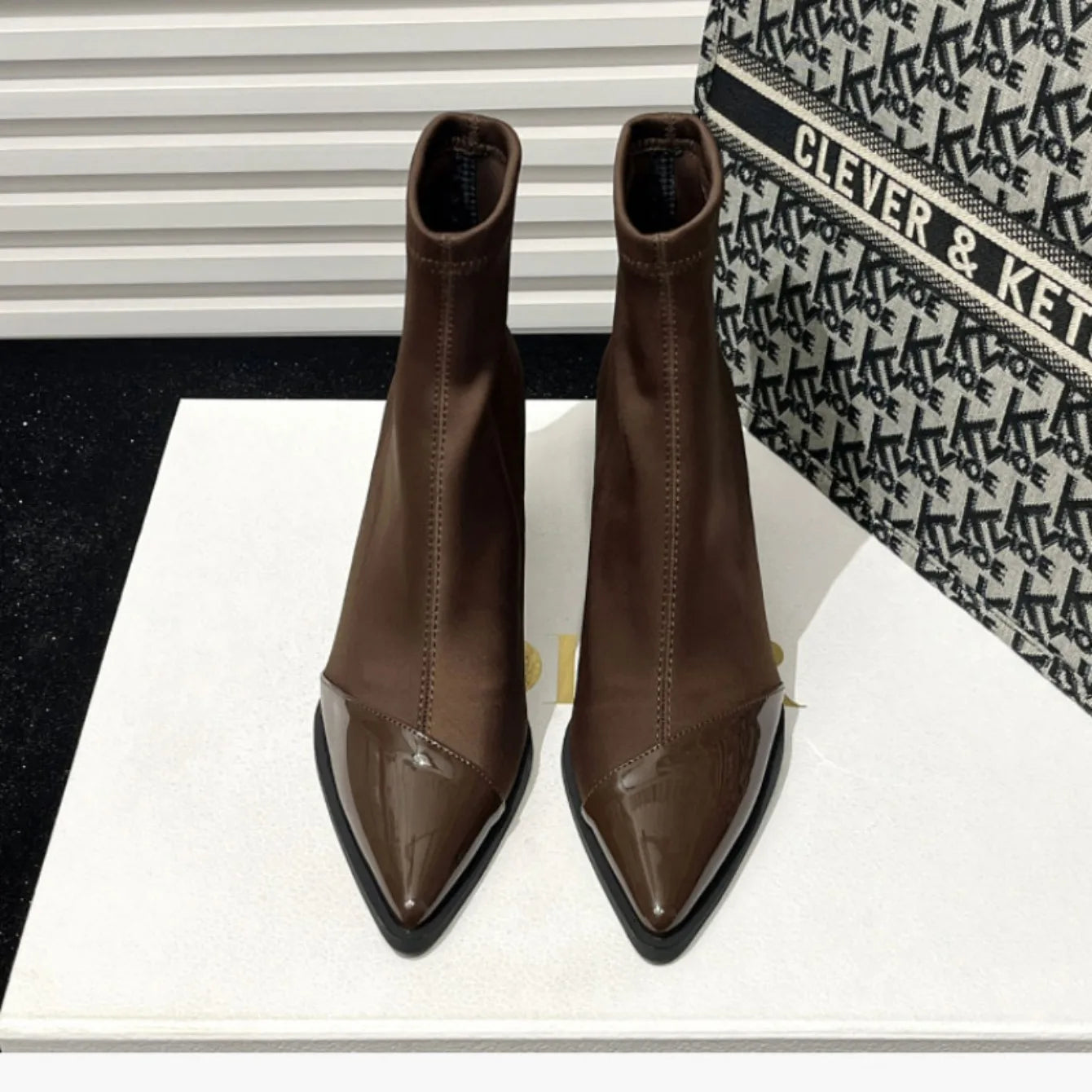 2024 New Winter Women High Heels Ankle Pointed Toe Fashion Designer Women Comfortable Elegant Designer Zip Boots Shoes for Women