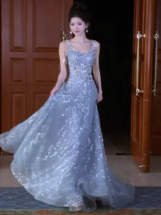 Stunning Bridal Gown Women's Fashion Evening Dress Graduation Engagement Party Heavy Embroidery Beautiful Elegant New Bride D...