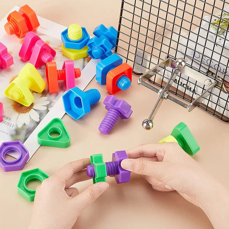 Plastic Nuts And Bolts For Kids Screw Building Blocks Fine Motor Skills Montessori Educational Toys Bloc De Construction