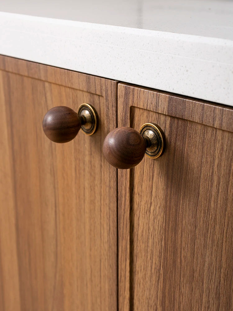 The Furniture Is Made Of Antique Walnut Wood With Solid Brass Small Handles Wardrobe Handles Kitchen Drawers Single-Hole Knobs