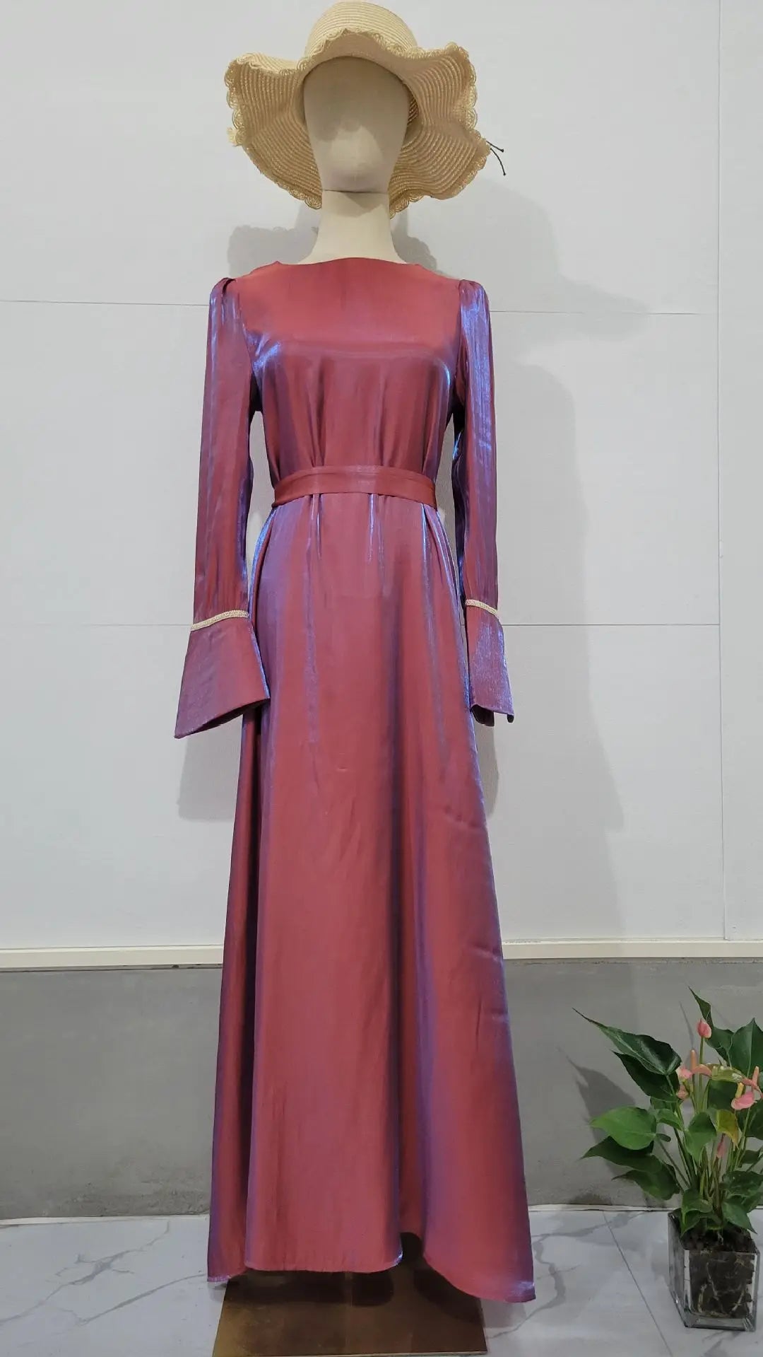 Eid Muslim Silky Satin Dress for Women Abaya Morocco Party Dresses Ramadan Lace-up Kaftan Saudi Islam Elegant Vestidos Long Robe