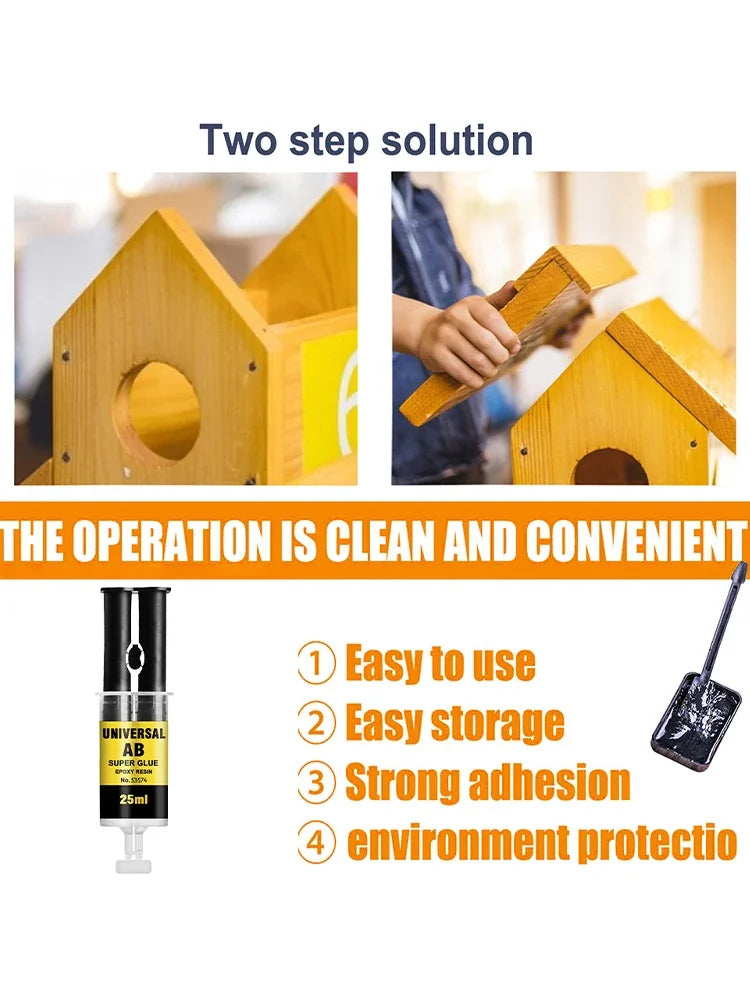 3/2/1PCS 25ML Epoxy Resin AB Glue Plastic Wood Strong Quick-drying Adhesive Glue Waterproof Home Strong Repair Glue Super Liquid