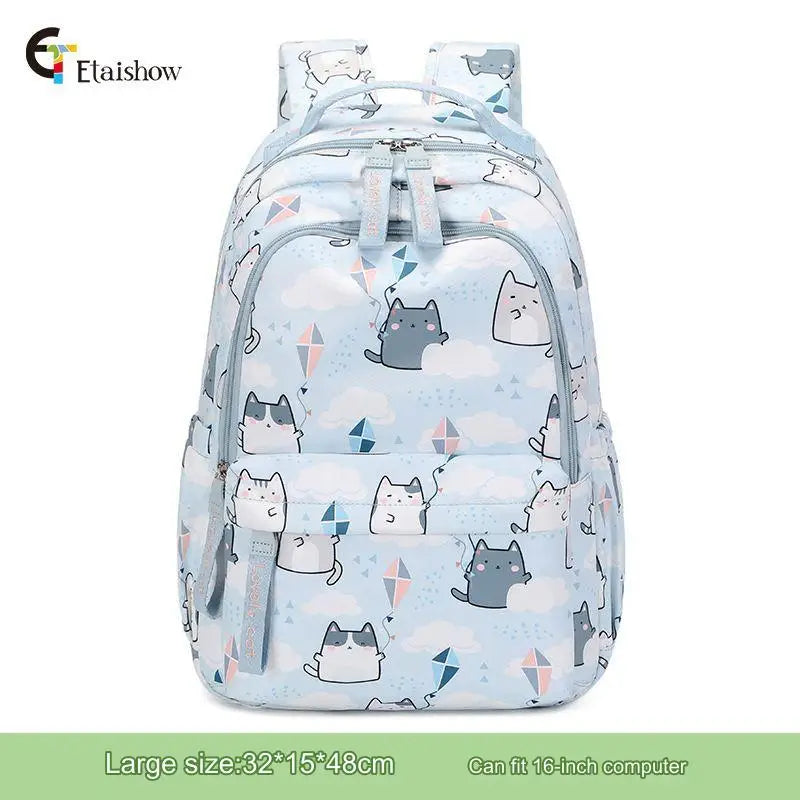 School Bags for Girls Cute Printing Cat School Backpack and Handbag Kawaii Children Backpack Back To School 2024 Mochila Escolar