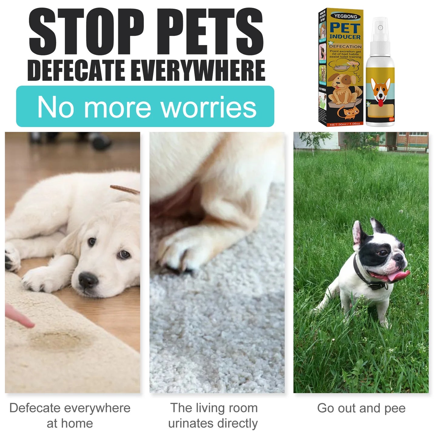 Pet Toilet Training Spray Puppy Positioning Defecation Cats Potty Training Indoor Outdoor Portable Location Dogs Spray Inducer