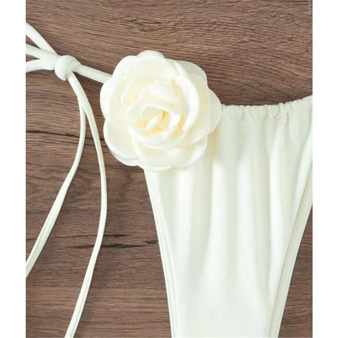 S - XL Sexy 3D Flowers Halter Strappy Bikini Women Swimwear Female Swimsuit Two-pieces Bikini set Bather Bathing Suit Swim