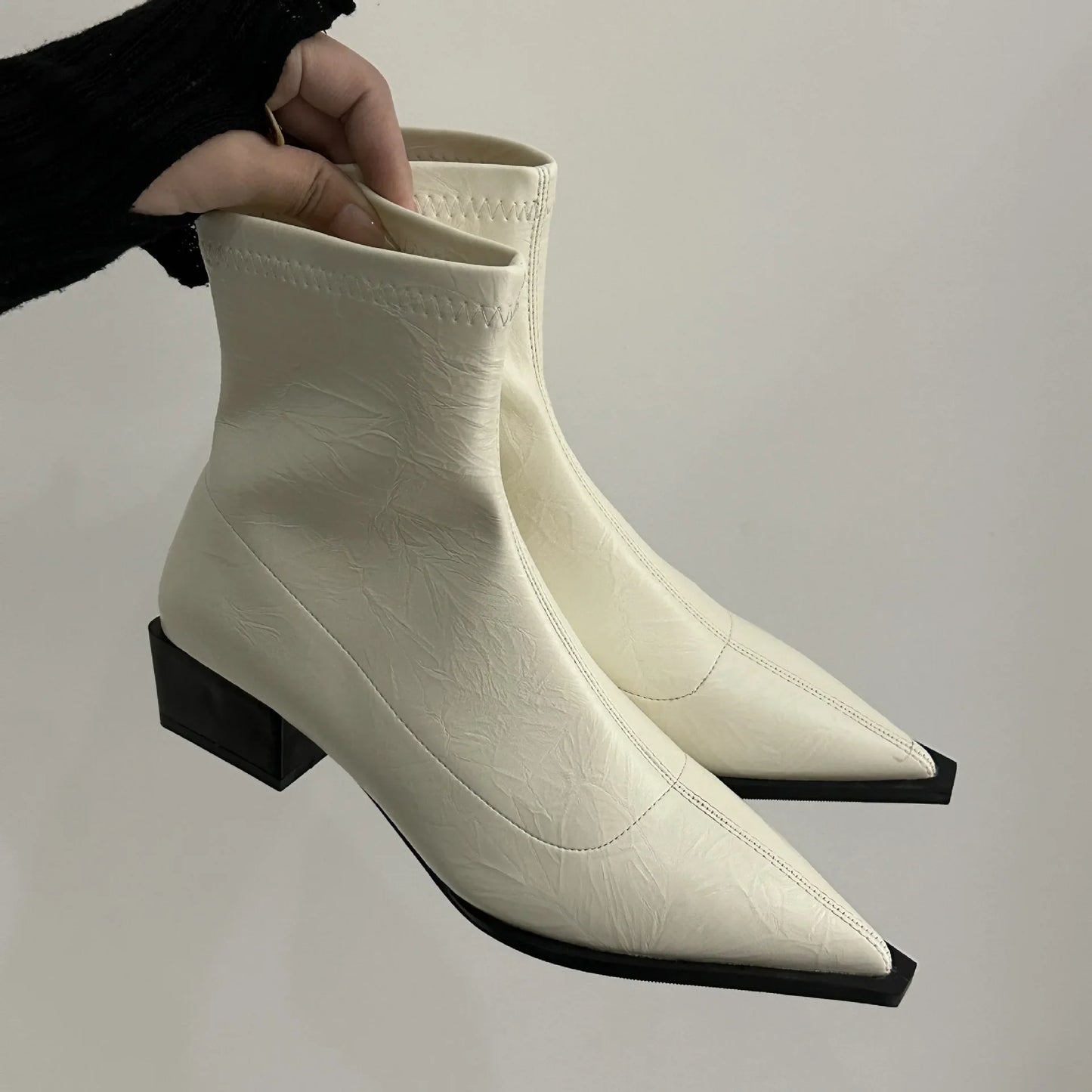 Autumn Women Ankle Boots Shoes Fashion Pointed Toe Ladies Short Boot Square Low Heel Casual Winter Women's Footwear 2024