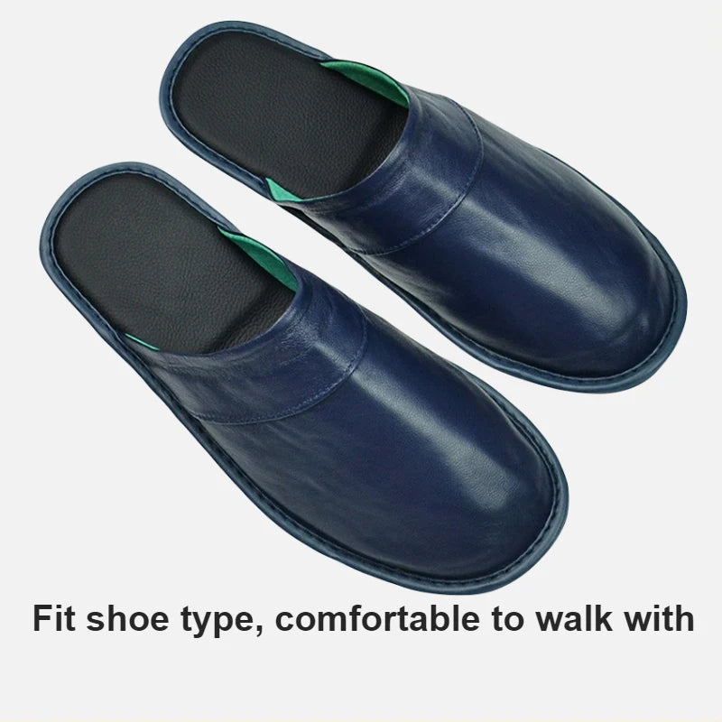 Soft Sheepskin cow Leather Slippers Homes in indoor slipper Spring Autumn men women elderly non-slip casual single shoes summer
