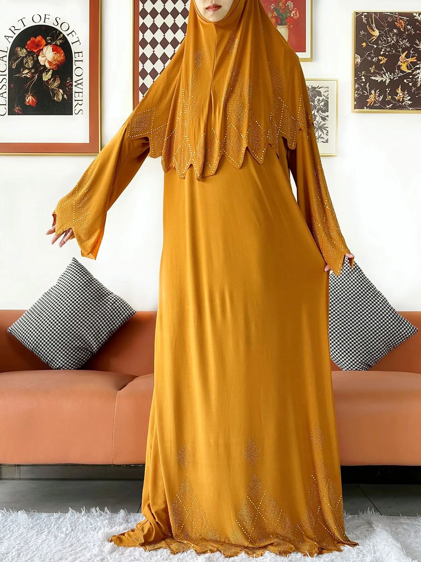 2025 Islamic Women's Hijab Scarf Long Dress Sets Prayer Garment Set Long Khimar Dress And Hijab Combo for Ramadan Daily Wear