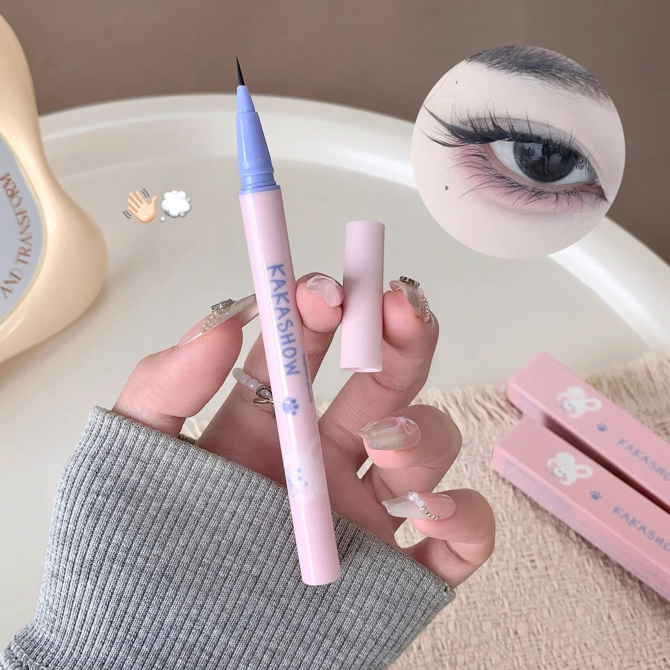 Ultra Slender Liquid Eyeliner Fast Drying Smooth Waterproof Eyeliner Pen Long Lasting Black Brown Lower Eyelash Pen Cosmetics