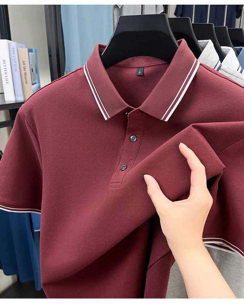 100% pure cotton summer men' luxury brand polo shirt temperament golf short style business casual high-quality T-shirt short top