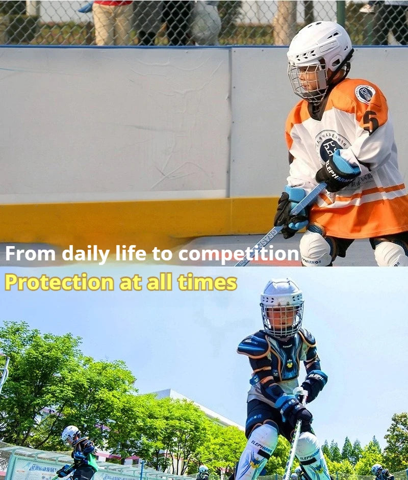 ICE HOCKEY HELMET - Certified for Roller & Street Hockey, Lacrosse,Adjustable Full Protection Headgear with Ear Protection