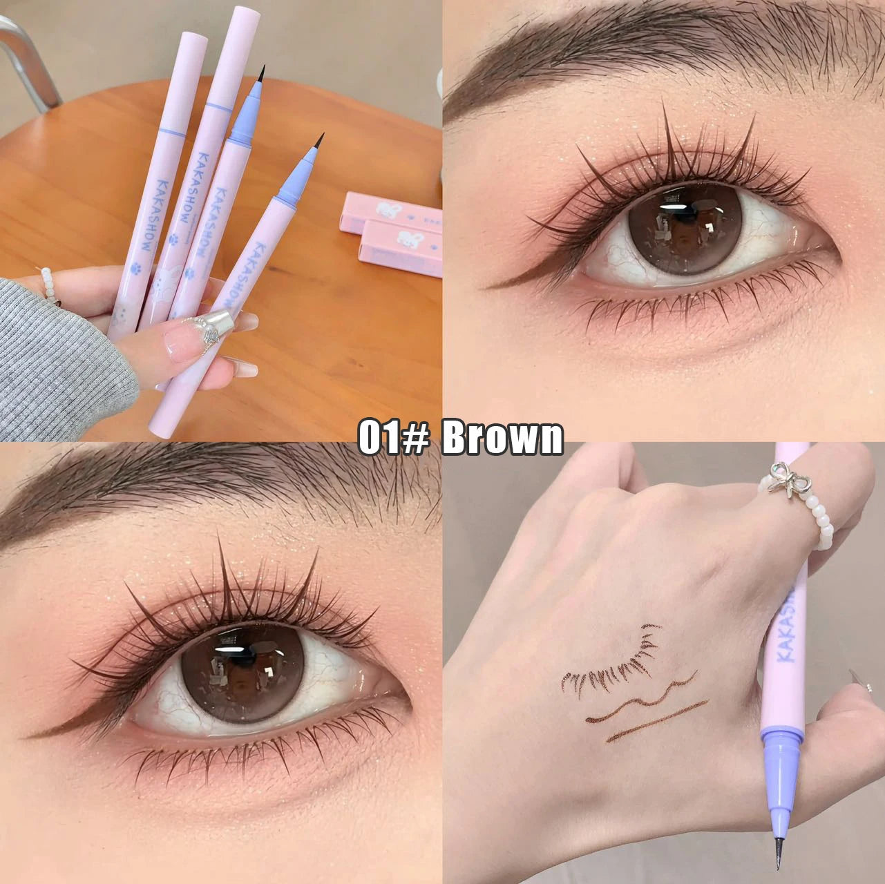 Ultra Slender Liquid Eyeliner Fast Drying Smooth Waterproof Eyeliner Pen Long Lasting Black Brown Lower Eyelash Pen Cosmetics