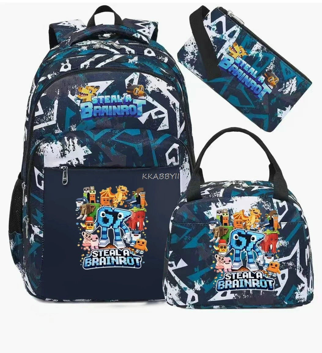 Steal A BrainRot Backpack with Lunch Bag for 67 Six Seven Teenagers Student School Bags Casual Comfortable Travel Set