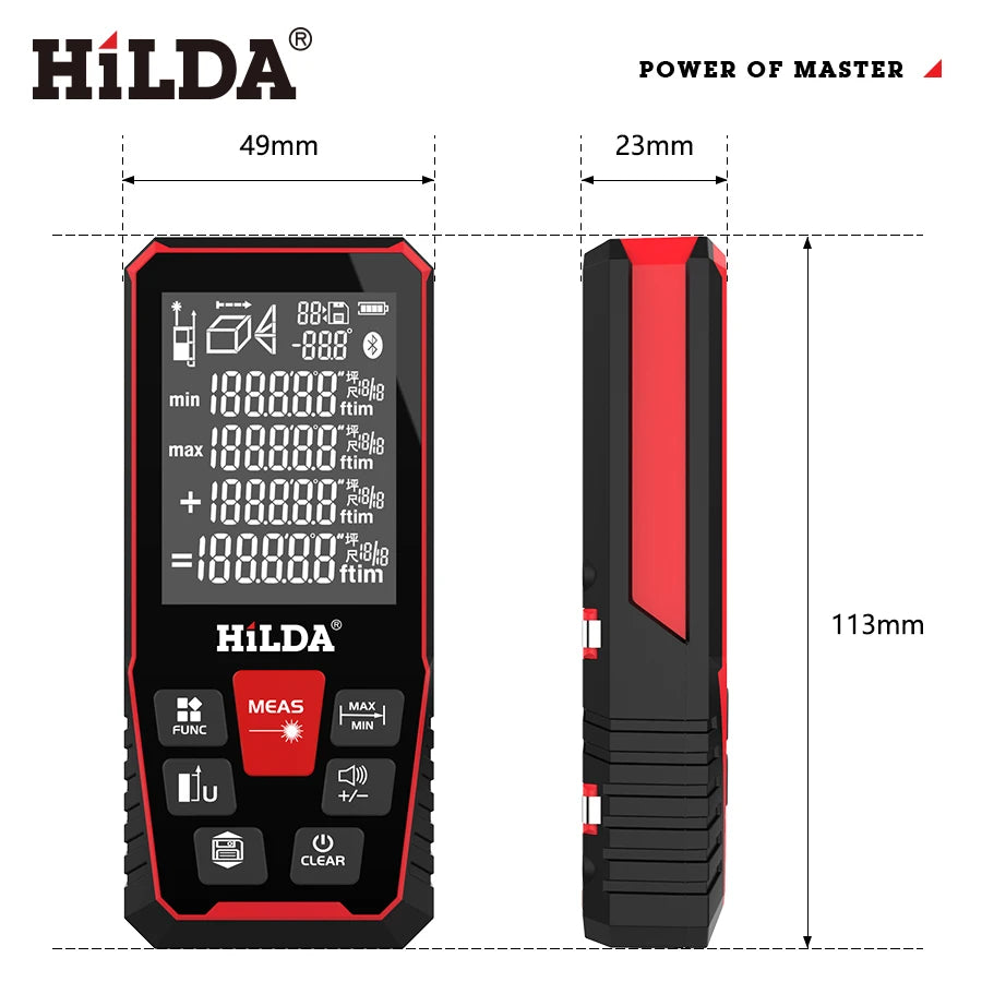 HILDA Laser Distance 100M/120M Rangefinder profesional meter laser range finder Ruler Test Tool