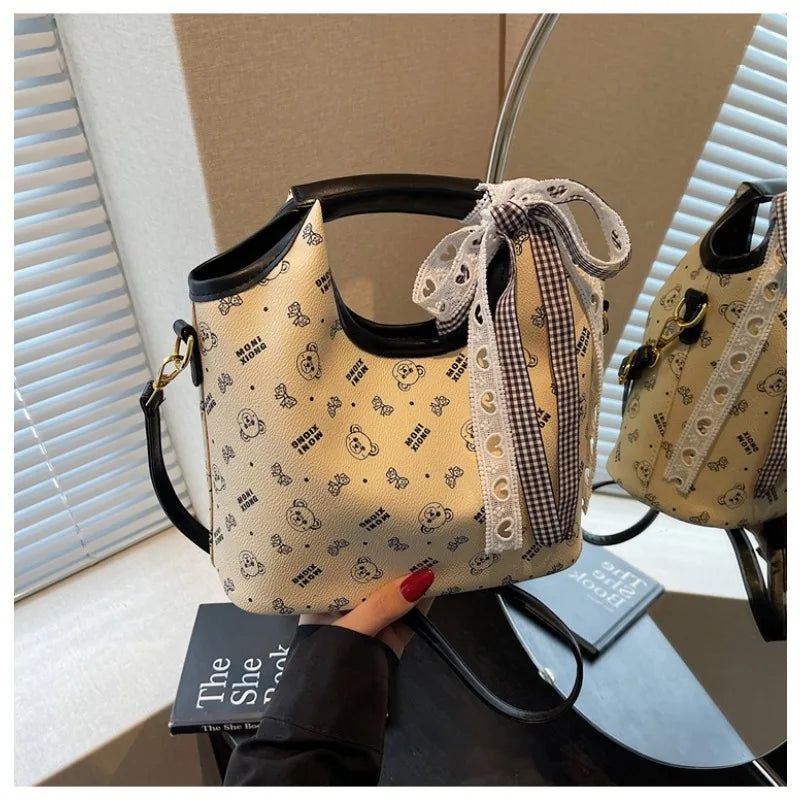 Popular bags for women, new fashionable French printed armpit tote bag, minimalist handbag, diagonal cross bag