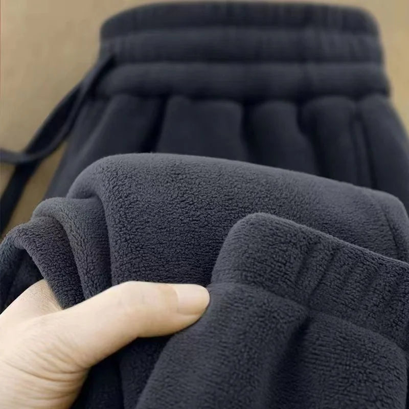 Double-Sided Fleece Men's Casual Thickened Loose Winter Sweatpants Warm Sporty Loose Fit Youthful Style  Color Long Trou...