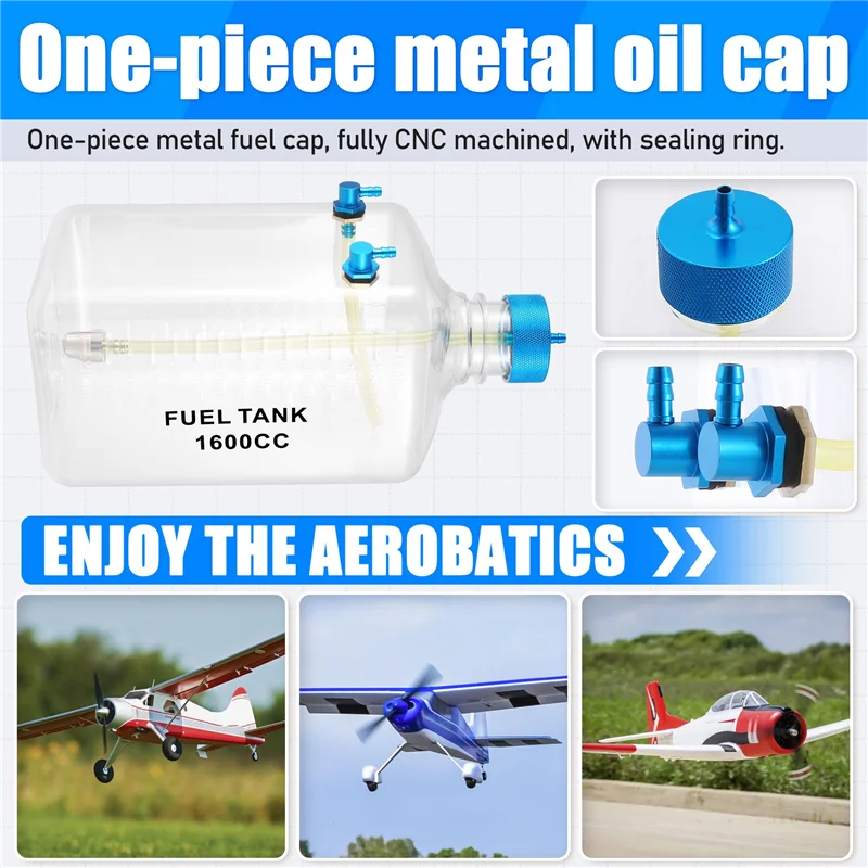 B78B-Fuel Tank Petrol Transparent Plastic Bottle CNC For RC Gas And Nitro Airplane