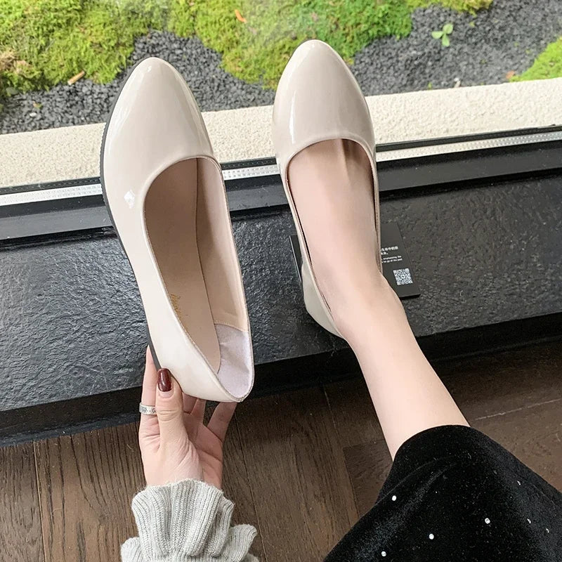 Ladies Formal Flat Shoes Spring Autumn Non-slip Women Black Causal Loafers Uniform Shoes Versatile Women's Ballet Leather Shoes