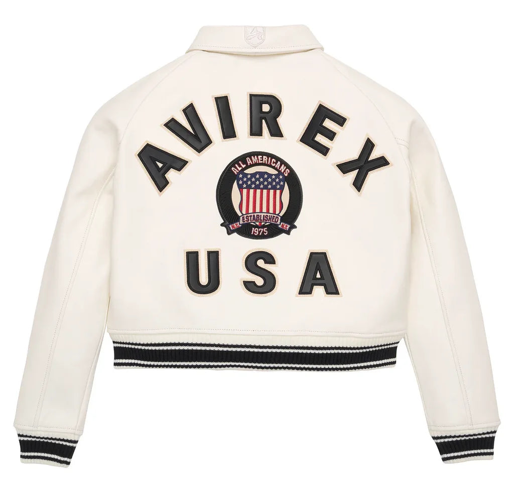 Avirex Spring 2024 New Listing Bomber Flight Suit Jacket 100% European Antique Sheepskin Classic Women's Pink Leather coat tops