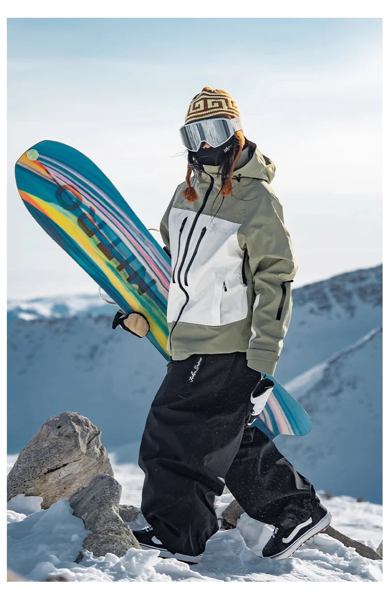 John Snow Men and Women's Winter Waterproof Warm Ski Jacket Professional Breathable Mountaineering Jacket Outdoor Snow Coat