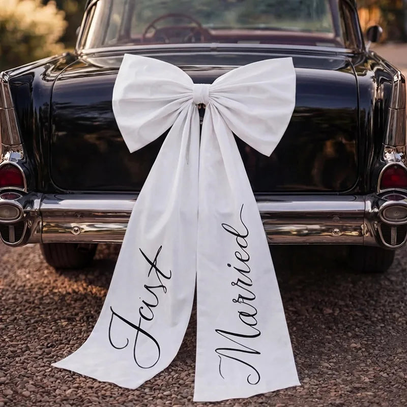 Elegant Large Size Wedding Car Bow Lovely Style Elegant Car Ribbon Bow Wedding Photo Prop Just Married Car Decor Wedding Day
