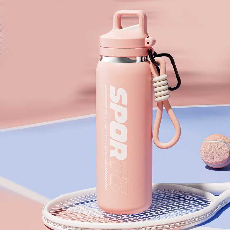 New Insulated Water Bottle, Portable, Unisex, Outdoor Cycling Water Bottle, One Lid, Double Drinking Straw.