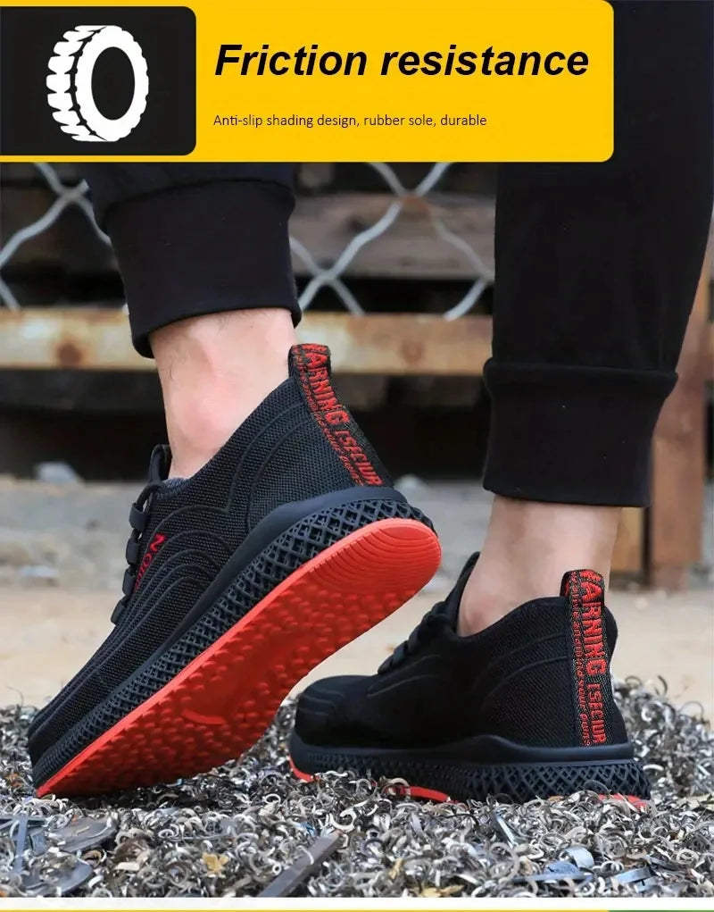 Work Shoes With Steel Toe Boots Anti Smash Safety Shoes Men Women Light Work Sneakers Breathable Anti-Stab Indestructible Shoes