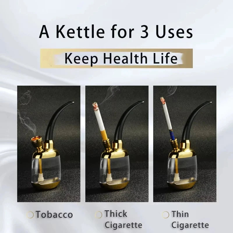 New Gold Shisha Shaped Hookah Water Pipe Smoking With Handmade Smoking Accessories Pipe Shisha Hookah Bicirculation Filter