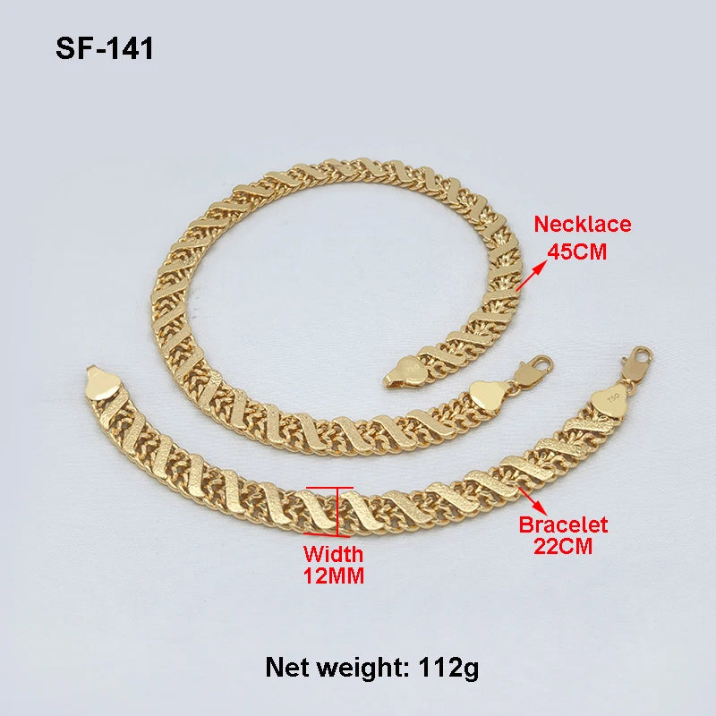 African Jewelry Big Set For Women Men Necklace Dubai Three Color Charm Bracelet Jewellery Xmas Daily Wear Party Gifts