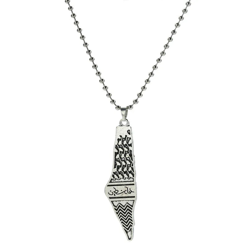 Palestine Country Map Flag Pendant Necklace for Men Women Stainless Steel Necklaces Jewelry Gifts ﻿