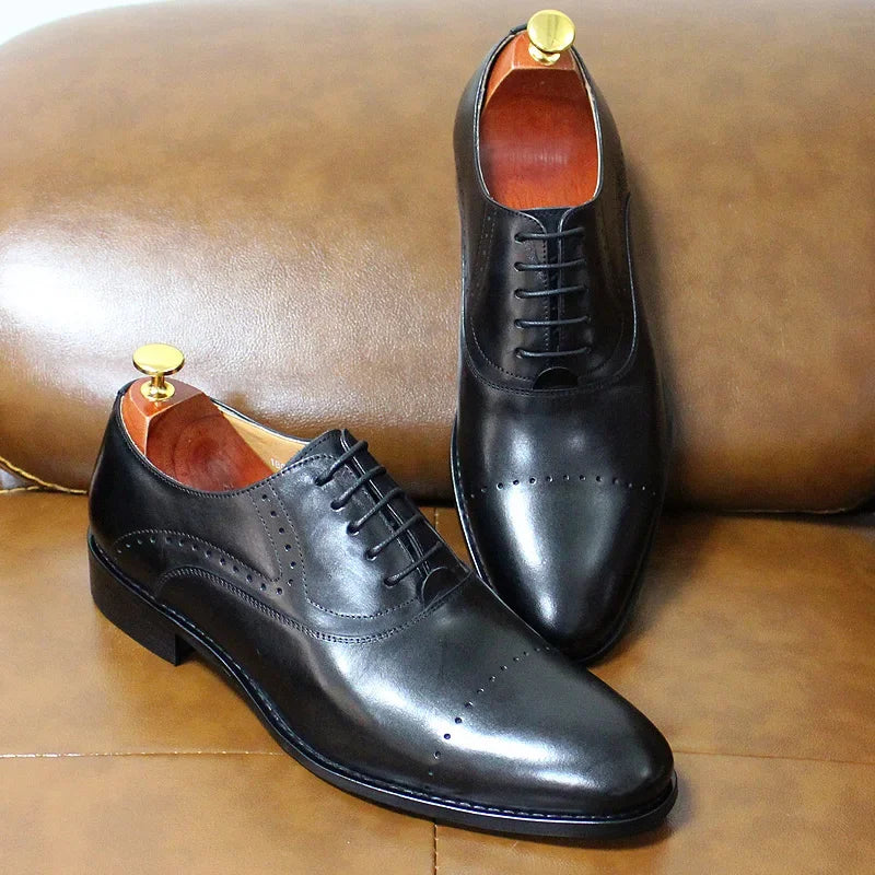 Genuine Leather Mens Dress Shoes Black Formal Social Shoe Male Business Wedding Derby for Man Luxury Italian Oxford Loafers 2025