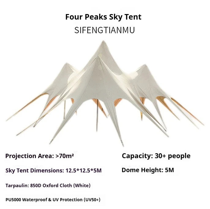 Large Outdoor Canopy Tent Waterproof Sun Shade Shelter Heavy Duty Camping Glamping Tent Backyard Wedding Party Event Tent