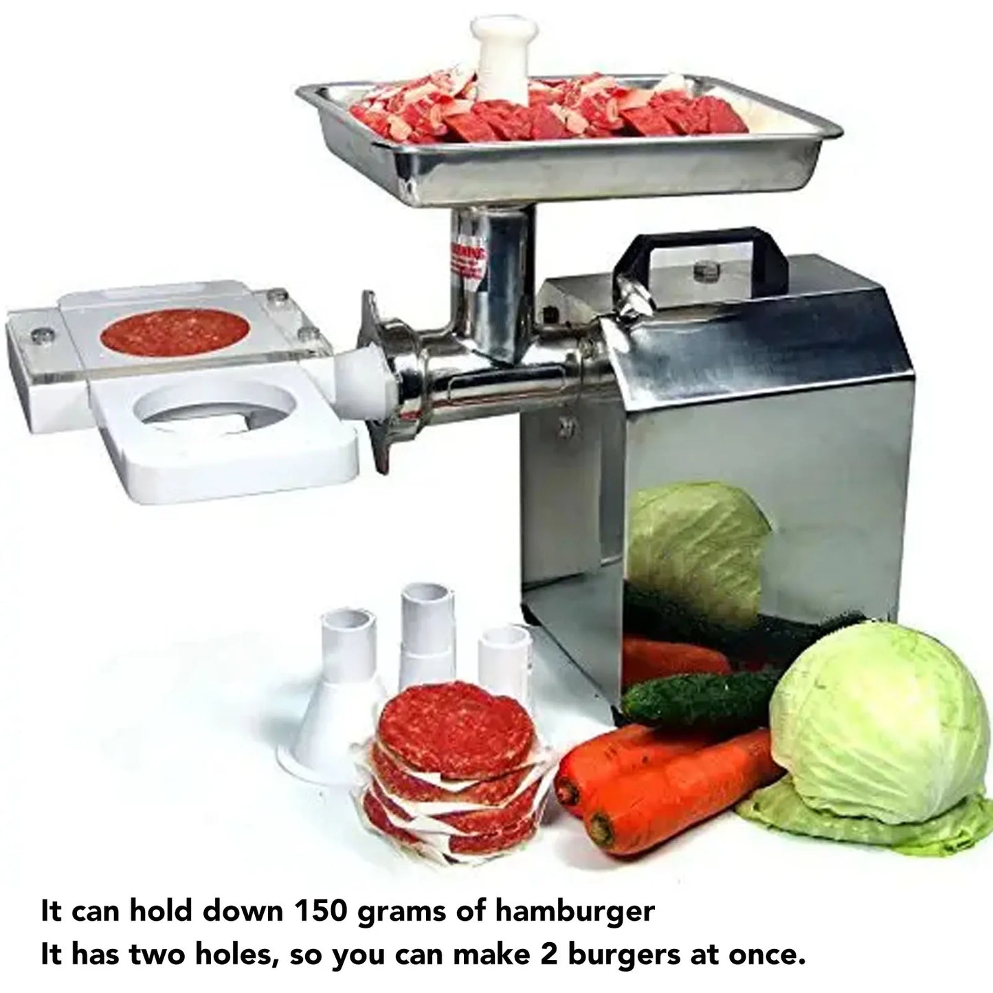 Hamburger Press Patty Maker Hamburger Pressing Mould Maker Tool 2 Holes for Sausage Filler Meat Grinder Burger Press Maker