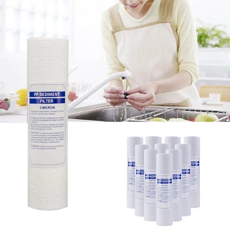 10 PCS Universal Water Filter PP Cotton Filter Cartridge Sediment Water Filters Polypropylene Material for Kitchen A0NC