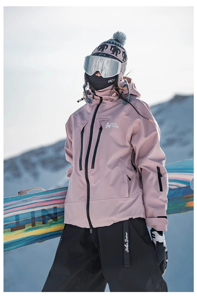 John Snow Men and Women's Winter Waterproof Warm Ski Jacket Professional Breathable Mountaineering Jacket Outdoor Snow Coat