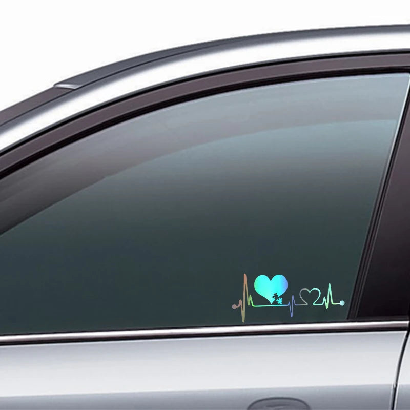 16.6CM*7.2CM Autism Heart Beat Lifeline Creative Car Stickers Car Window Personality Decorative Accessories Car Styling Decals