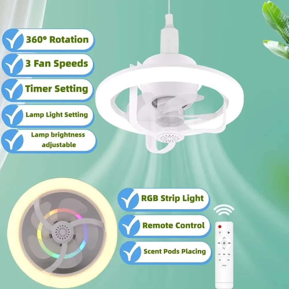JOYINLED Fan Ceiling Light Fan Light Ceiling Fan with Lamp Remote Control, Quiet, Dimmable 360 Degrees for Living Room Bedroom