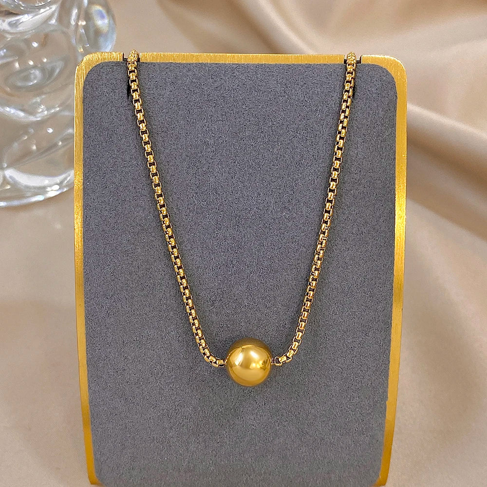 Stainless Steel Necklace,Gold Color, Tassel Adjustable Chain,Ball Pendant New Stylish Texture,Neck Jewelry,Women's Daily Jewlery