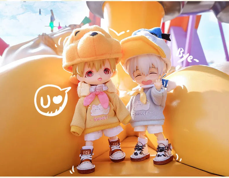 Ob11 Doll Clothes Cute Cat Coats Dolls Hoodies Sweatshirts With Cat Pattern For Obitsu11, Molly, Gsc Body, Ymy, 1/12bjd Doll