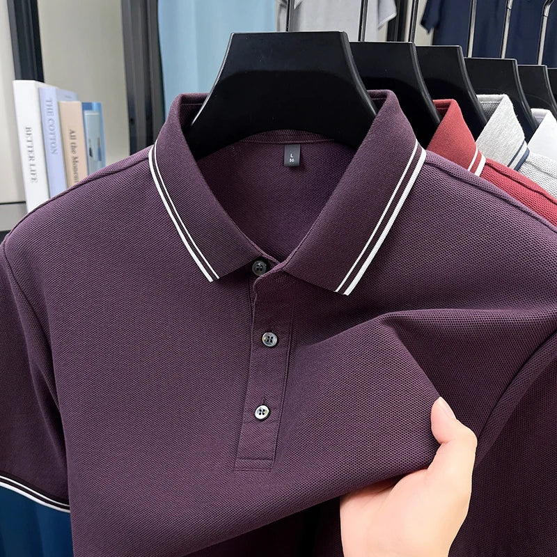 100% pure cotton men's polo shirt summer new fashion casual short sleeve comfortable luxury new simple solid color lapel T-shirt