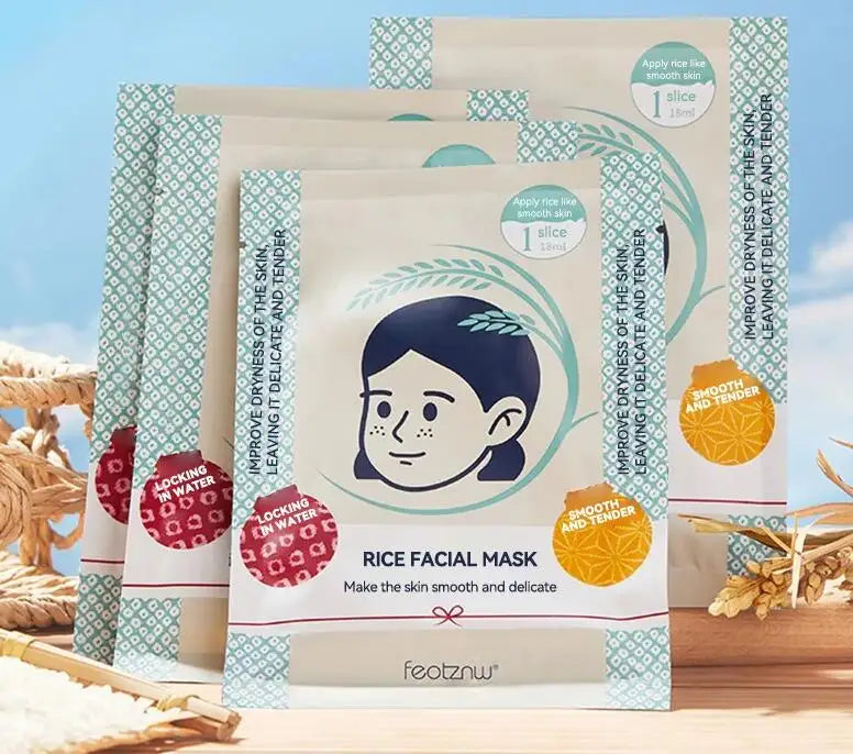 5pcsSkin Care Moisturize Facial Mask Rice Raw Pulp Essence Shrink Pores Oil-Control Anti-Aging Whiten Korean Cosmetics Face Care